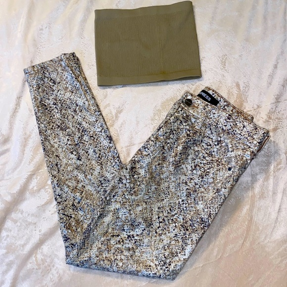 Express Denim - Express Jeans Brown Snake Print sz 4R * Bonus with bonus top